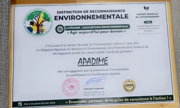 Journée Mondiale de l&rsquo;Environnement : APADIME reçoit une Reconnaissance Officielle à Douala